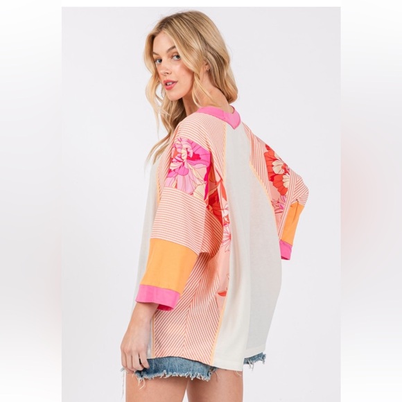 21 Boho Oversized Contrast Knit Sweatshirt - Picture 5 of 6